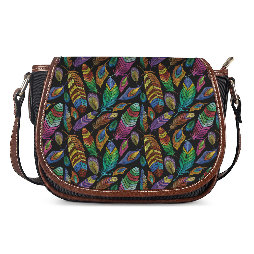 Bohemian Feather Pattern Print Saddle Bag