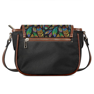 Bohemian Feather Pattern Print Saddle Bag