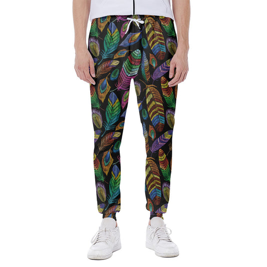 Bohemian Feather Pattern Print Scuba Joggers