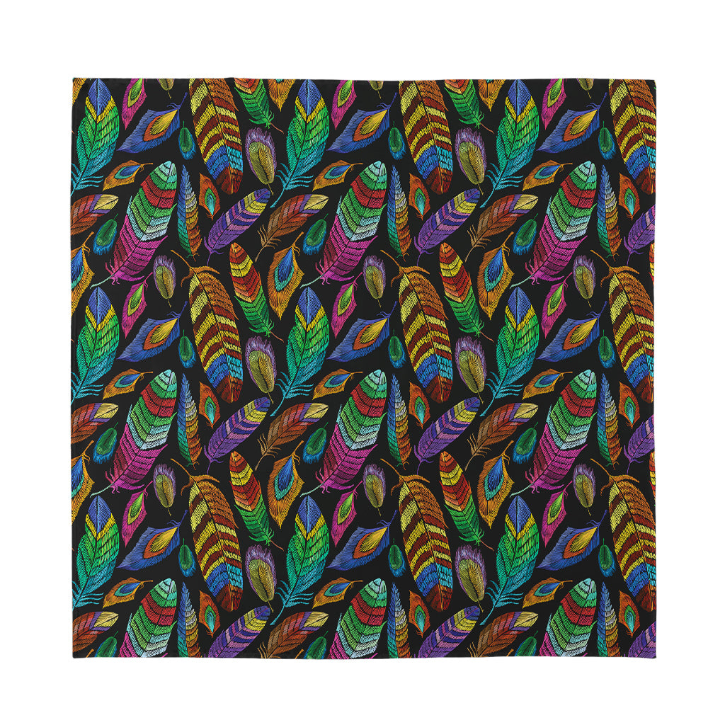 Bohemian Feather Pattern Print Silk Bandana