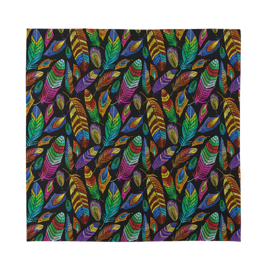 Bohemian Feather Pattern Print Silk Bandana