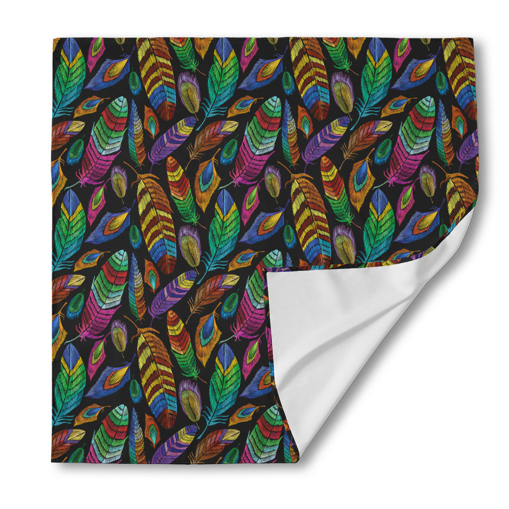 Bohemian Feather Pattern Print Silk Bandana