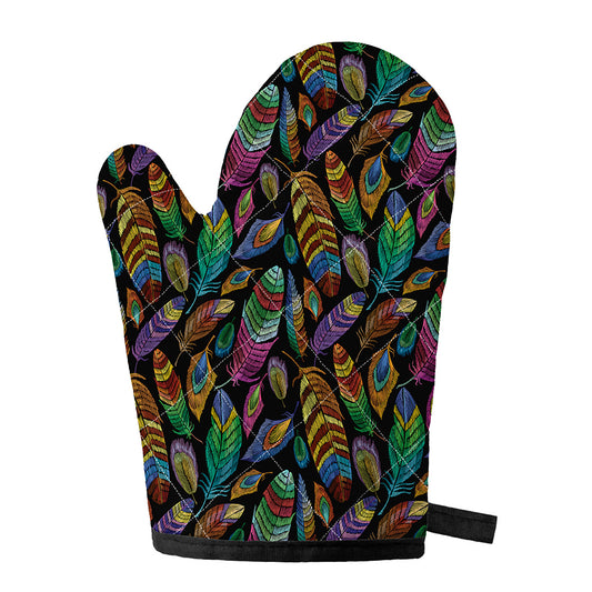 Bohemian Feather Pattern Print Single Oven Mitt