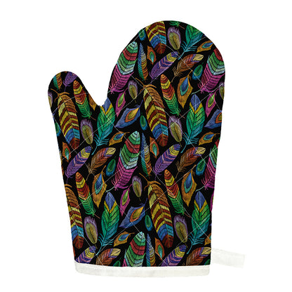 Bohemian Feather Pattern Print Single Oven Mitt