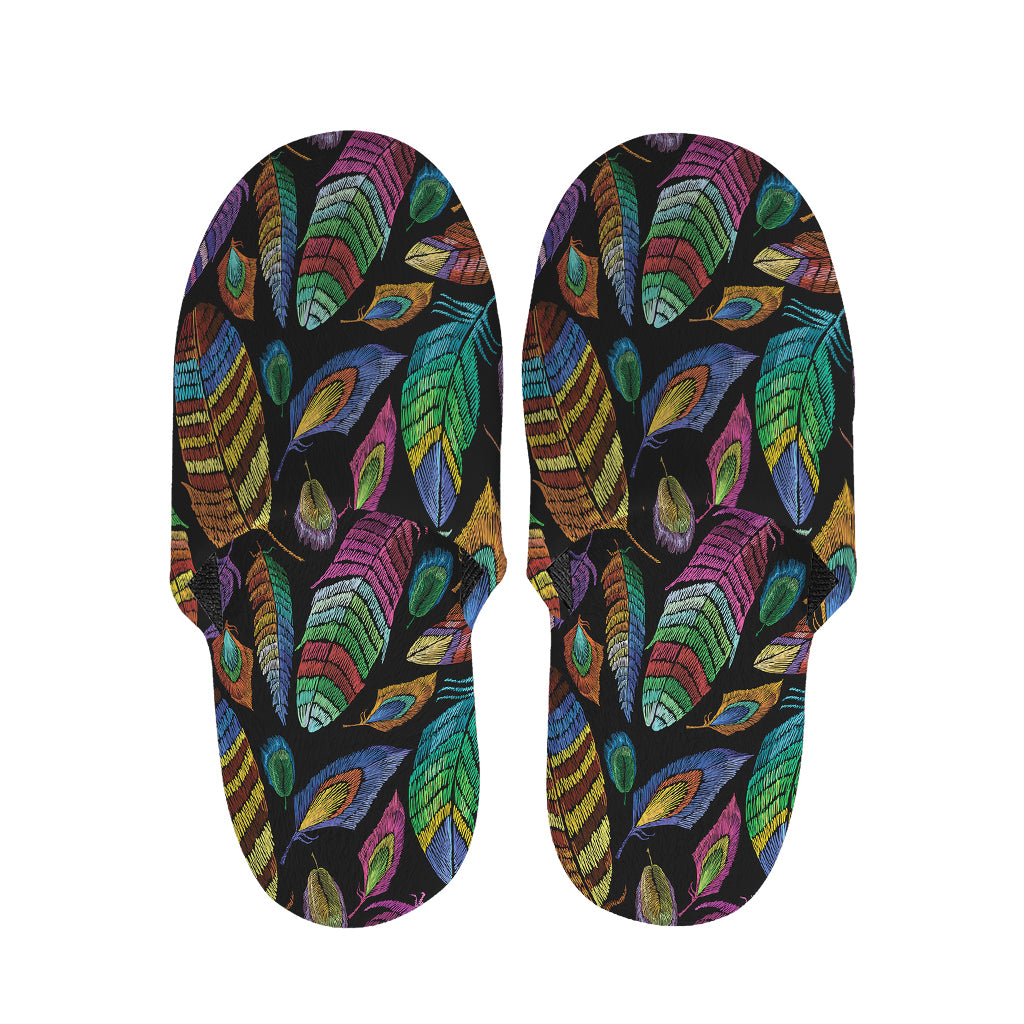 Bohemian Feather Pattern Print Slippers