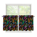 Bohemian Feather Pattern Print Tier Curtains