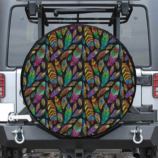 Bohemian Feather Pattern Print Tire Cover