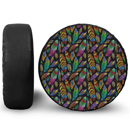 Bohemian Feather Pattern Print Tire Cover