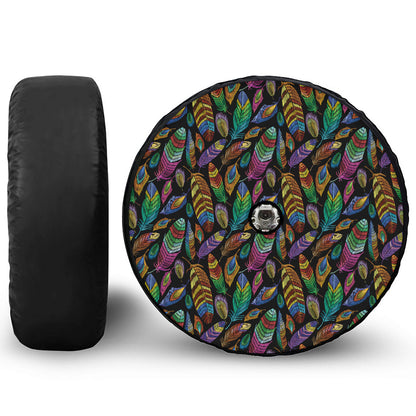 Bohemian Feather Pattern Print Tire Cover With Camera Hole
