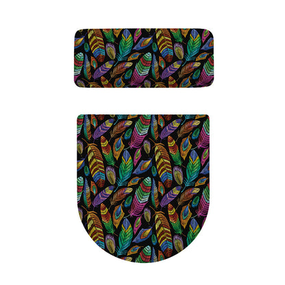 Bohemian Feather Pattern Print Toilet Lid And Tank Cover Set