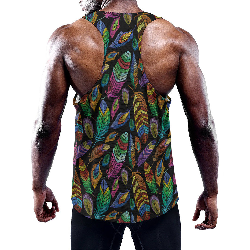 Bohemian Feather Pattern Print Training Tank Top