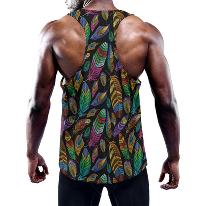 Bohemian Feather Pattern Print Training Tank Top
