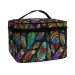 Bohemian Feather Pattern Print Travel Makeup Bag