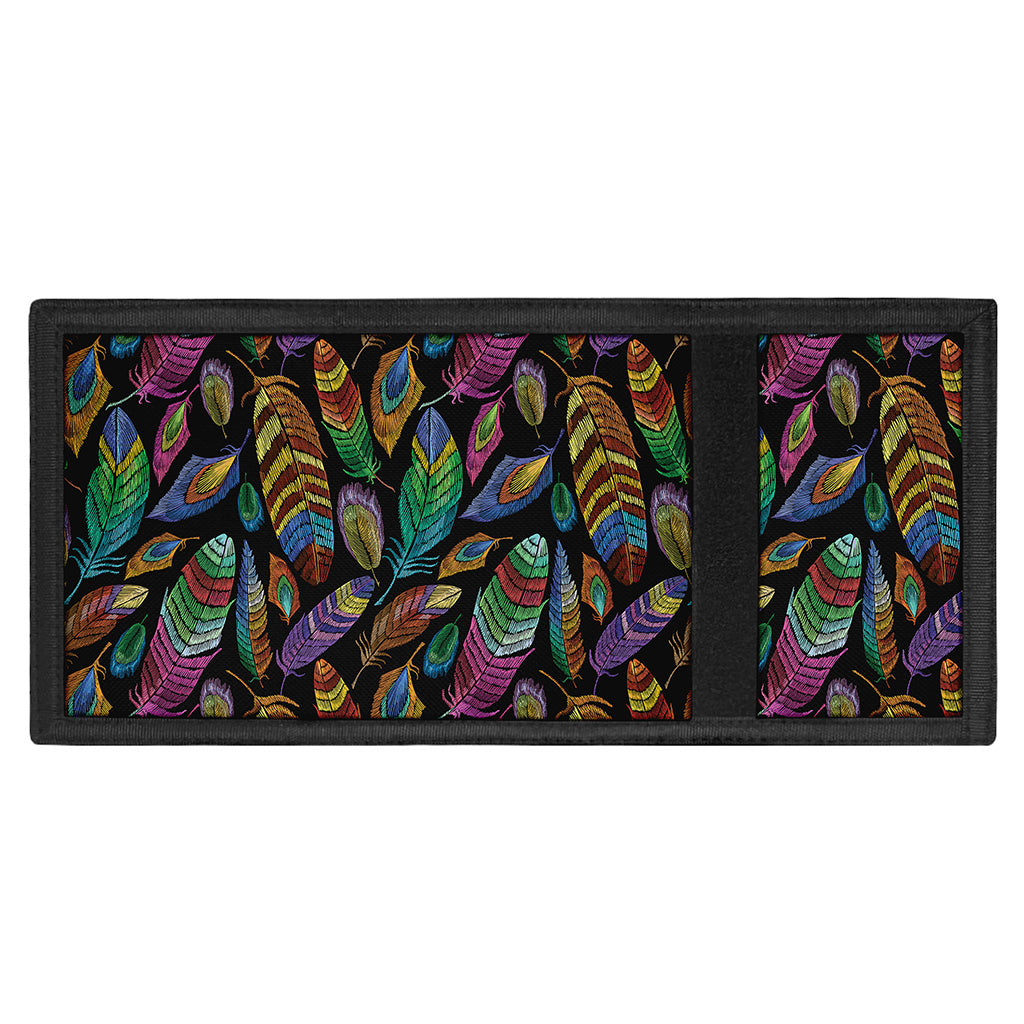 Bohemian Feather Pattern Print Trifold Wallet