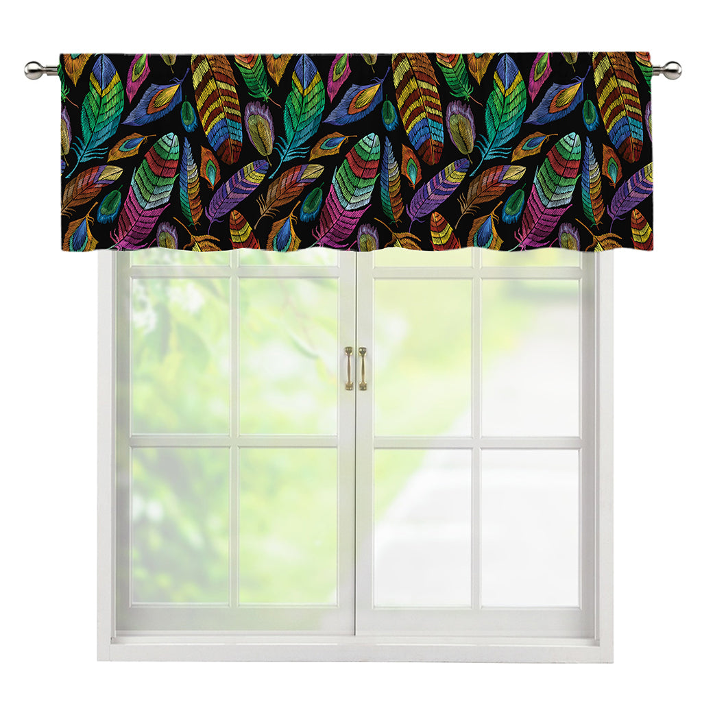 Bohemian Feather Pattern Print Window Valance