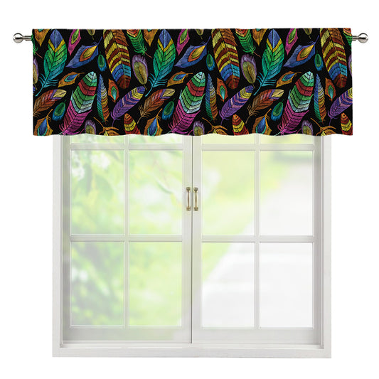 Bohemian Feather Pattern Print Window Valance
