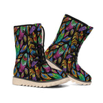 Bohemian Feather Pattern Print Winter Boots