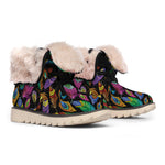 Bohemian Feather Pattern Print Winter Boots