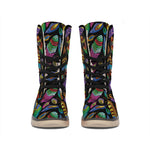 Bohemian Feather Pattern Print Winter Boots