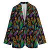 Bohemian Feather Pattern Print Women's Blazer