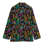 Bohemian Feather Pattern Print Women's Blazer