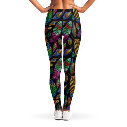 Bohemian Feather Pattern Print Women's Leggings