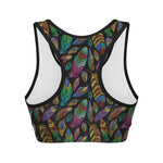 Bohemian Feather Pattern Print Women's Sports Bra
