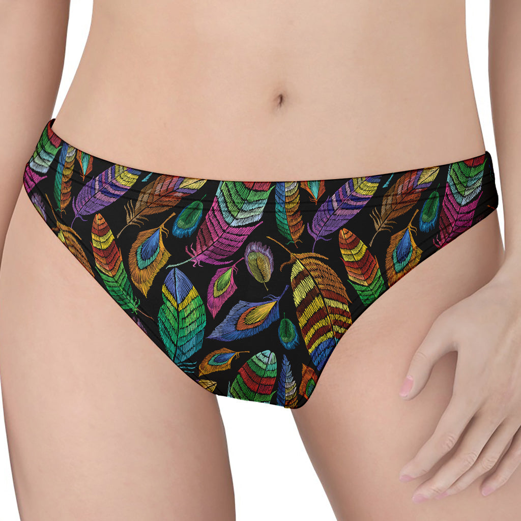 Bohemian Feather Pattern Print Women's Thong