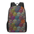 Bohemian Indian Box Pattern Print 17 Inch Backpack