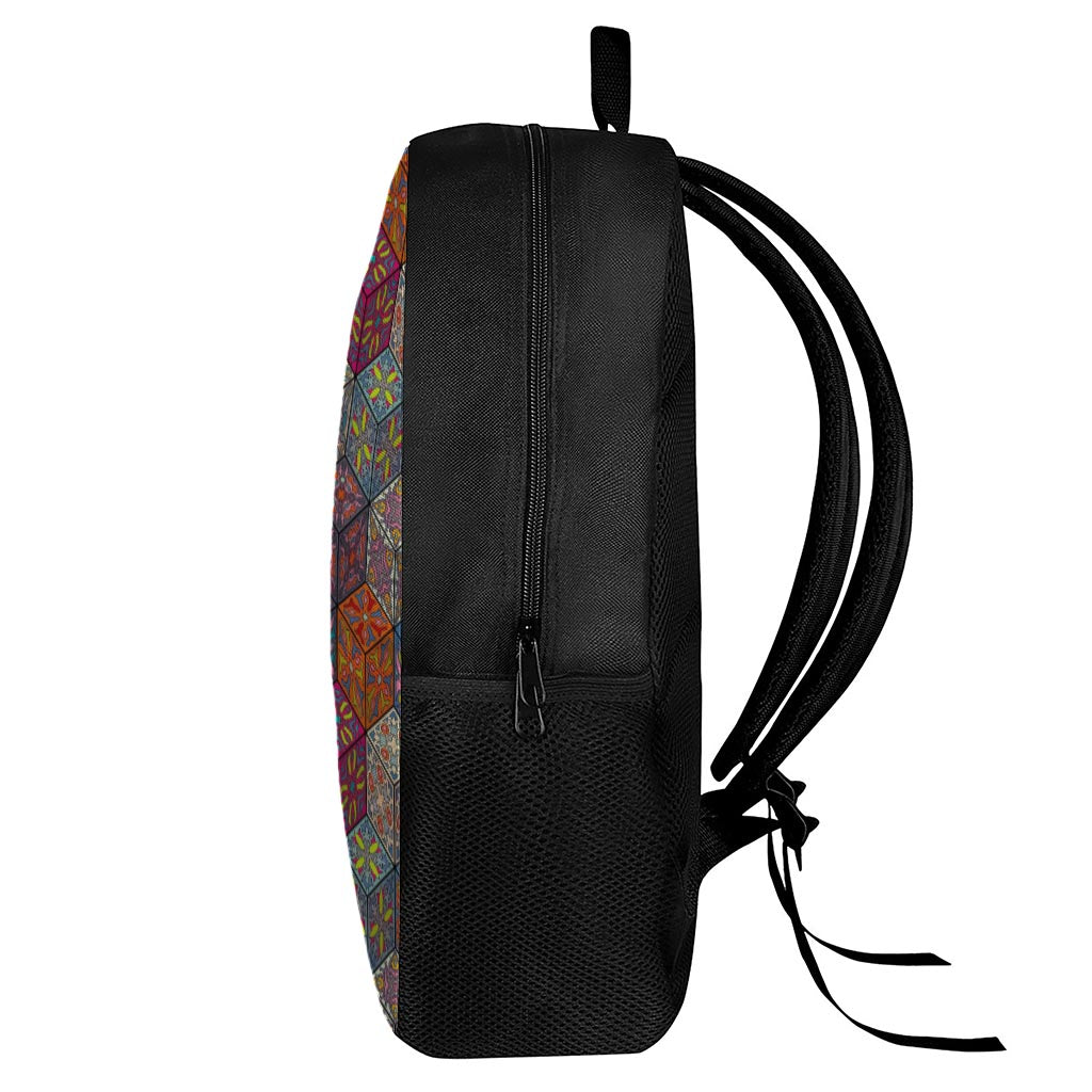 Bohemian Indian Box Pattern Print 17 Inch Backpack