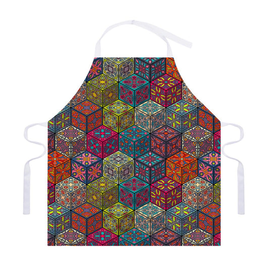 Bohemian Indian Box Pattern Print Adjustable Apron