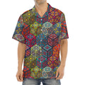 Bohemian Indian Box Pattern Print Aloha Shirt