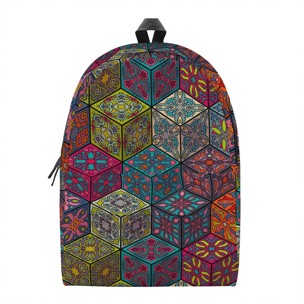 Bohemian Indian Box Pattern Print Backpack