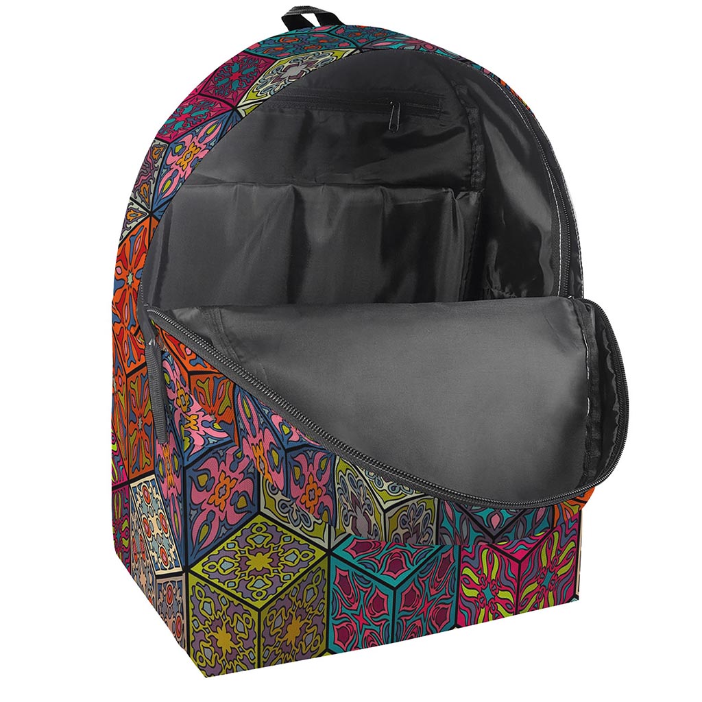 Bohemian Indian Box Pattern Print Backpack