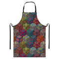 Bohemian Indian Box Pattern Print Bib Apron With Pocket