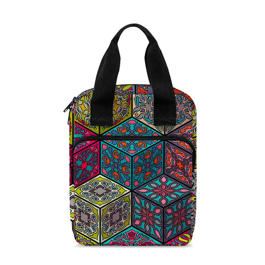 Bohemian Indian Box Pattern Print Bible Tote Bag