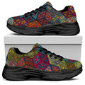 Bohemian Indian Box Pattern Print Black Chunky Shoes