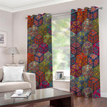 Bohemian Indian Box Pattern Print Blackout Grommet Curtains