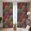 Bohemian Indian Box Pattern Print Dimout Pencil Pleat Curtains