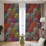 Bohemian Indian Box Pattern Print Blackout Pencil Pleat Curtains