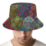 Bohemian Indian Box Pattern Print Bucket Hat