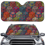 Bohemian Indian Box Pattern Print Car Windshield Sun Shade