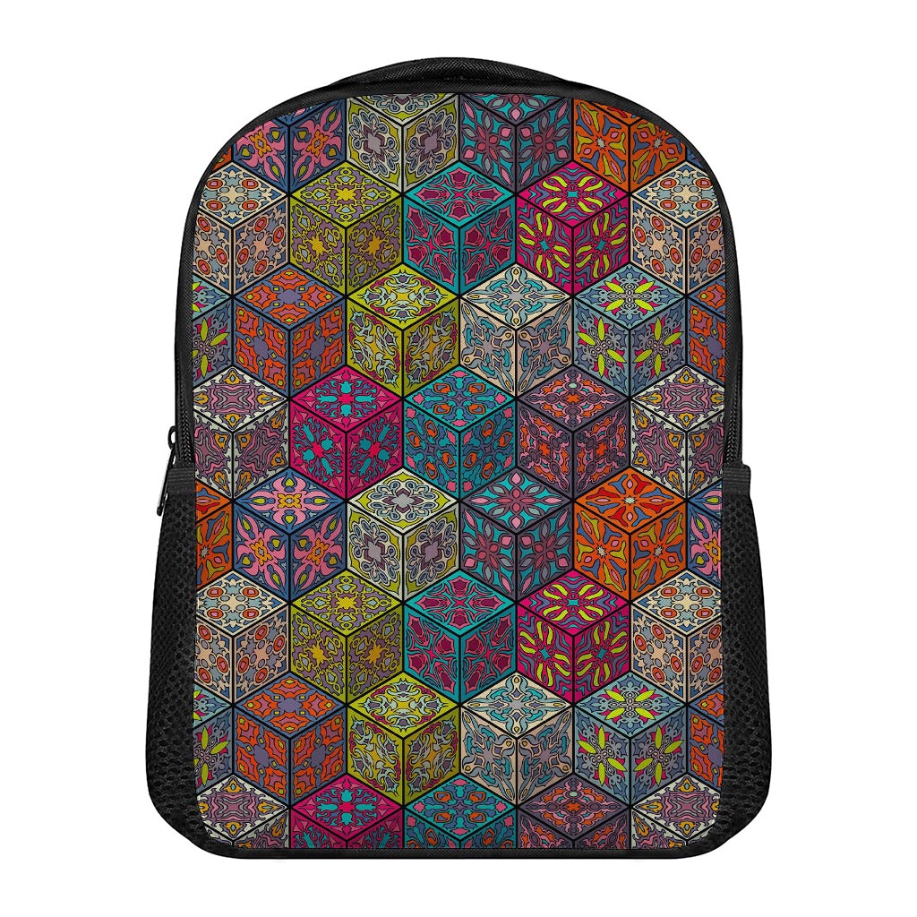 Bohemian Indian Box Pattern Print Casual Backpack