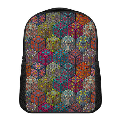 Bohemian Indian Box Pattern Print Casual Backpack