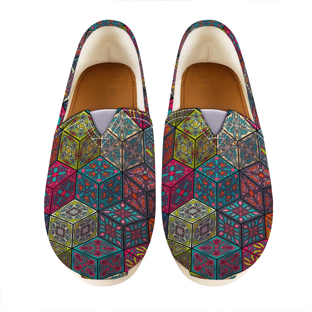 Bohemian Indian Box Pattern Print Casual Shoes