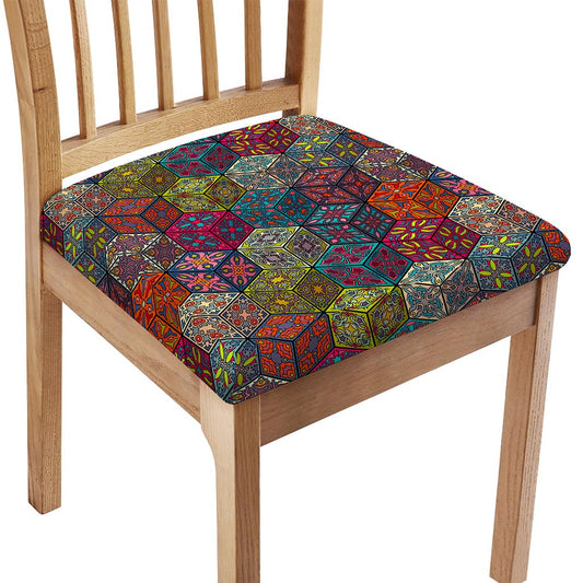 Bohemian Indian Box Pattern Print Chair Cushion Cover