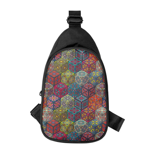 Bohemian Indian Box Pattern Print Chest Bag