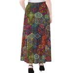 Bohemian Indian Box Pattern Print Chiffon Maxi Skirt