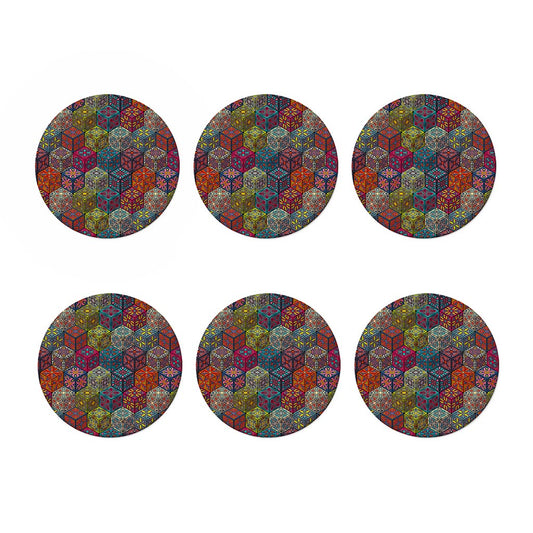 Bohemian Indian Box Pattern Print Coaster Set