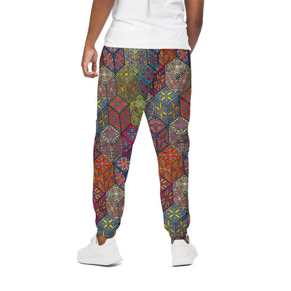 Bohemian Indian Box Pattern Print Cotton Pants